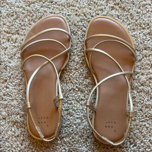 A New Day Women's Gold Strappy Sandals Size 6.5 Wide